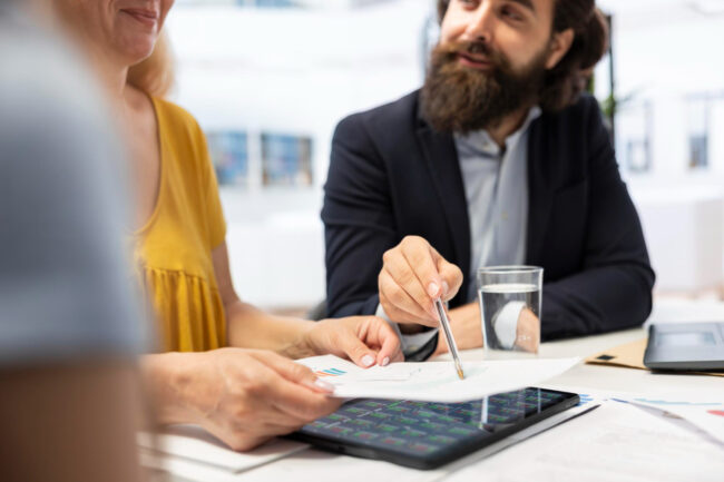 image-california-businesses-reviewing-insurance Realistic image illustrating california businesses reviewing insurance for Southwest Dealers Insurance